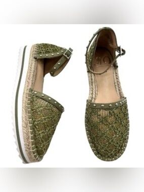 Jennifer Lopez Olive Green Espadrille Flats Sz 7M